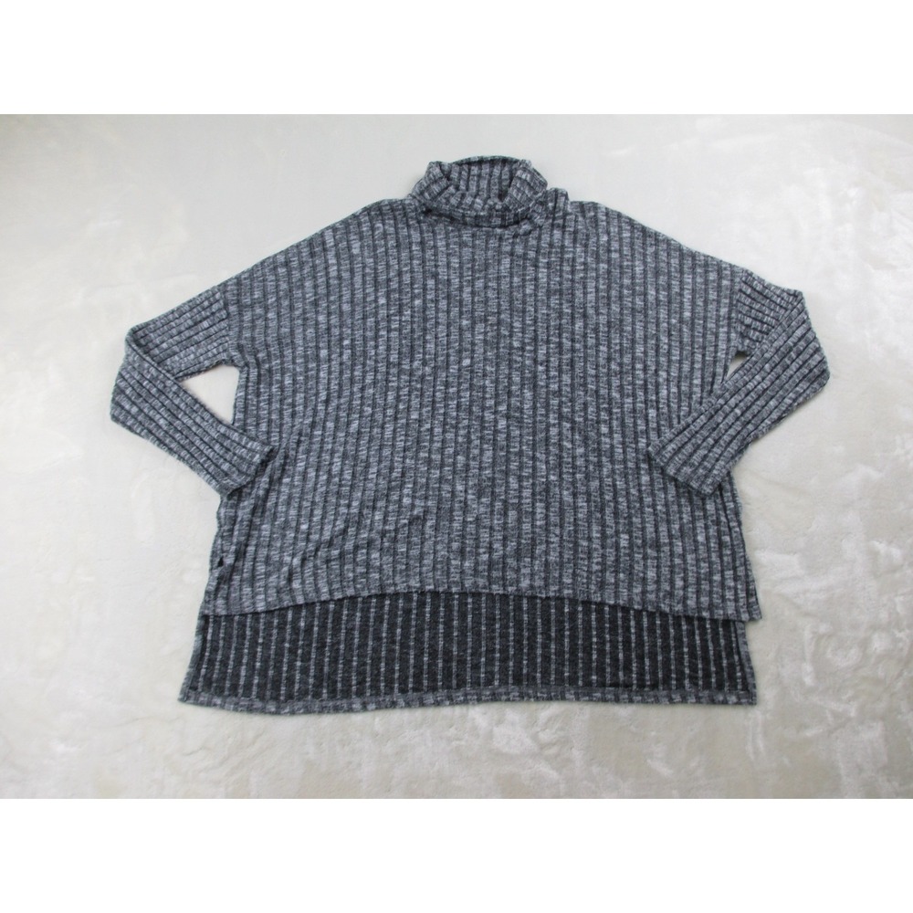 American Eagle Shirt Womens Large Gray Turtleneck Ribbed Long Sleeve Made In USA